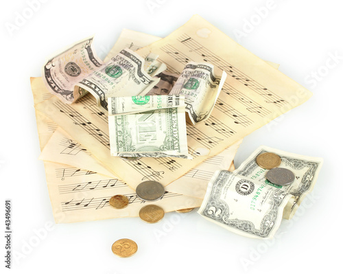 Photo: notes with money isolated on white notes with money isolated on white