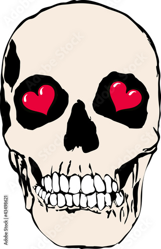 Vector: Skull with heart for eyes Skull with heart for eyes