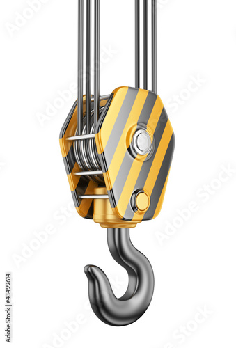 Illustration: Crane hook 3D. Isolated on white background Crane hook 3D. Isolated on white background