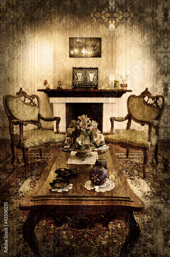 Photo: old style living room and chimney old style living room and chimney