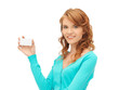 attractive student with business card
