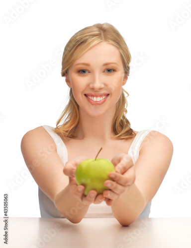 Photo: woman with green apple woman with green apple