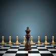 Photo: King with pawns on chessboard symbolizing leadership or battle King with pawns on chessboard symbolizing leadership or battle