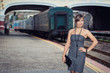 young girl in a locomotive