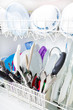Sparkling clean dishes in the dishwasher