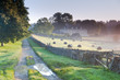 Misty morning in Cotswolds countryside ,England