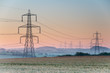 Photo: Electricity pylons and lines at dusk Electricity pylons and lines at dusk