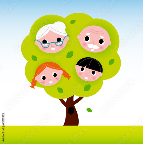 Vector: Family tree with grandparents and kids Family tree with grandparents and kids