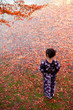 japanese kimono woman in autumn