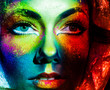 Photo: woman color face art woman color face art