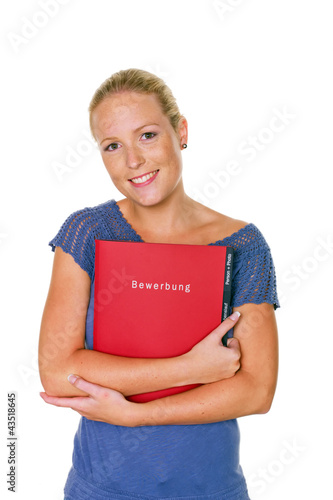 Foto: Frau mit Bewerbungsmappe Frau mit Bewerbungsmappe