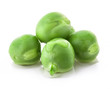Photo: Fresh green peas with water drops, closeup on white background Fresh green peas with water drops, closeup on white background