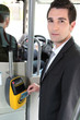 Photo: portrait of a man in public transportation portrait of a man in public transportation