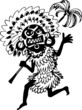 Illustration: African shaman running with palm in his hand African shaman running with palm in his hand