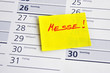Messe, Termin, Vormerkung, Kalender, Zettel, Organisation