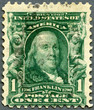 Photo: USA - 1903: shows portrait of Benjamin Franklin (1706-1790) USA - 1903: shows portrait of Benjamin Franklin (1706-1790)