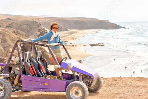 Photo: Young woman on buggy Young woman on buggy