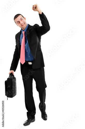 Photo: Handsome businessman celebrating happy news Handsome businessman celebrating happy news