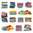 stacks of clothing collection isolated on white