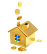 Illustration: falling down euro coins to the money box falling down euro coins to the money box