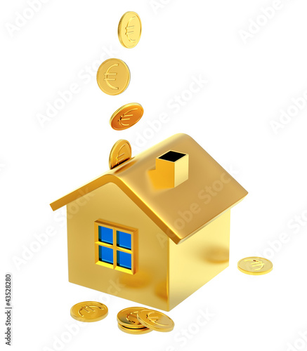 Illustration: falling down euro coins to the money box falling down euro coins to the money box