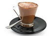 Coffee milk cream and chocolate on the black plate