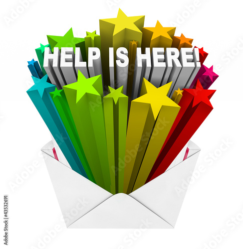 Illustration: Help is Here Envelope Open Relief Support Assistance Help is Here Envelope Open Relief Support Assistance