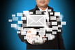  Business hand hold Touch screen mobile phone and buttons e-mail