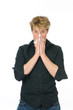 Young man with allergies