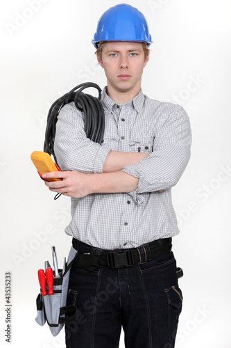 Foto: Electrician ready to start work Electrician ready to start work