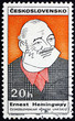 Postage stamp Czechoslovakia 1968 Caricature of Ernest Hemingway