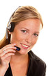 Frau mit Headset im Kundenservice