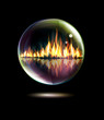 Vector Glass bowl with a flame inside on a black background