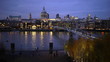 The Millenium Bridge at the Tate Modern at dusk.