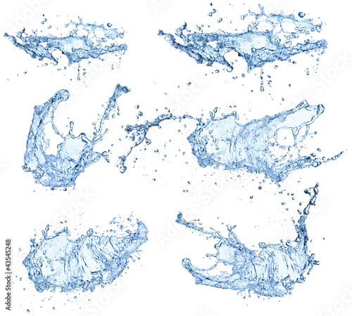Photo: Water splashes collection isolated on white background Water splashes collection isolated on white background