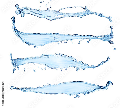 Photo: Water splashes collection isolated on white background Water splashes collection isolated on white background