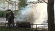The burning car