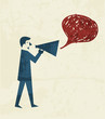 Cartoon man and megaphone