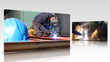 Vídeo: Welder at work, multi screen Welder at work, multi screen