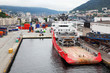 Large cargo ship are in dock in coastal city