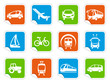 Vector: Transport icons on stickers Transport icons on stickers