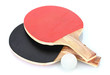 ping-pong rackets and ball, isolated on white