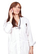 female doctor standing and speaking on the phone