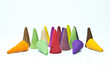 Incense aroma sticks closeup on white background.