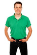 Smiling guy posing with hands in jeans pocket