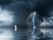 Photo: Thunderstorm and yacht at the ocean Thunderstorm and yacht at the ocean