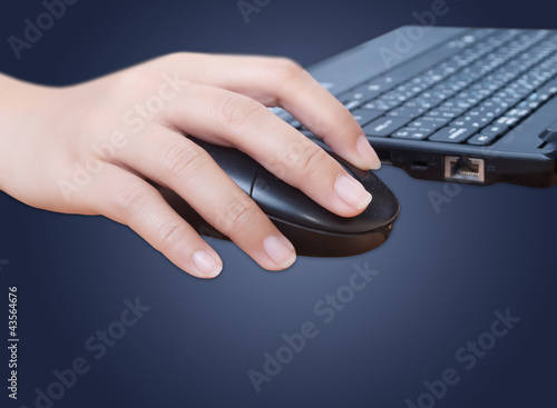 Photo: Business hand click mouse. Business hand click mouse.