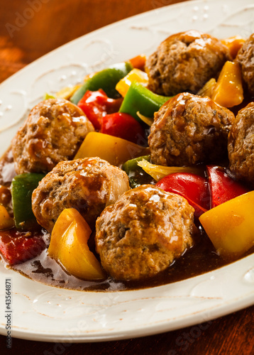 Photo: Roasted meatballs and vegetables Roasted meatballs and vegetables