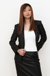 Studio shot of a lady with dyed hair in office attire