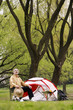 Man camping in the park